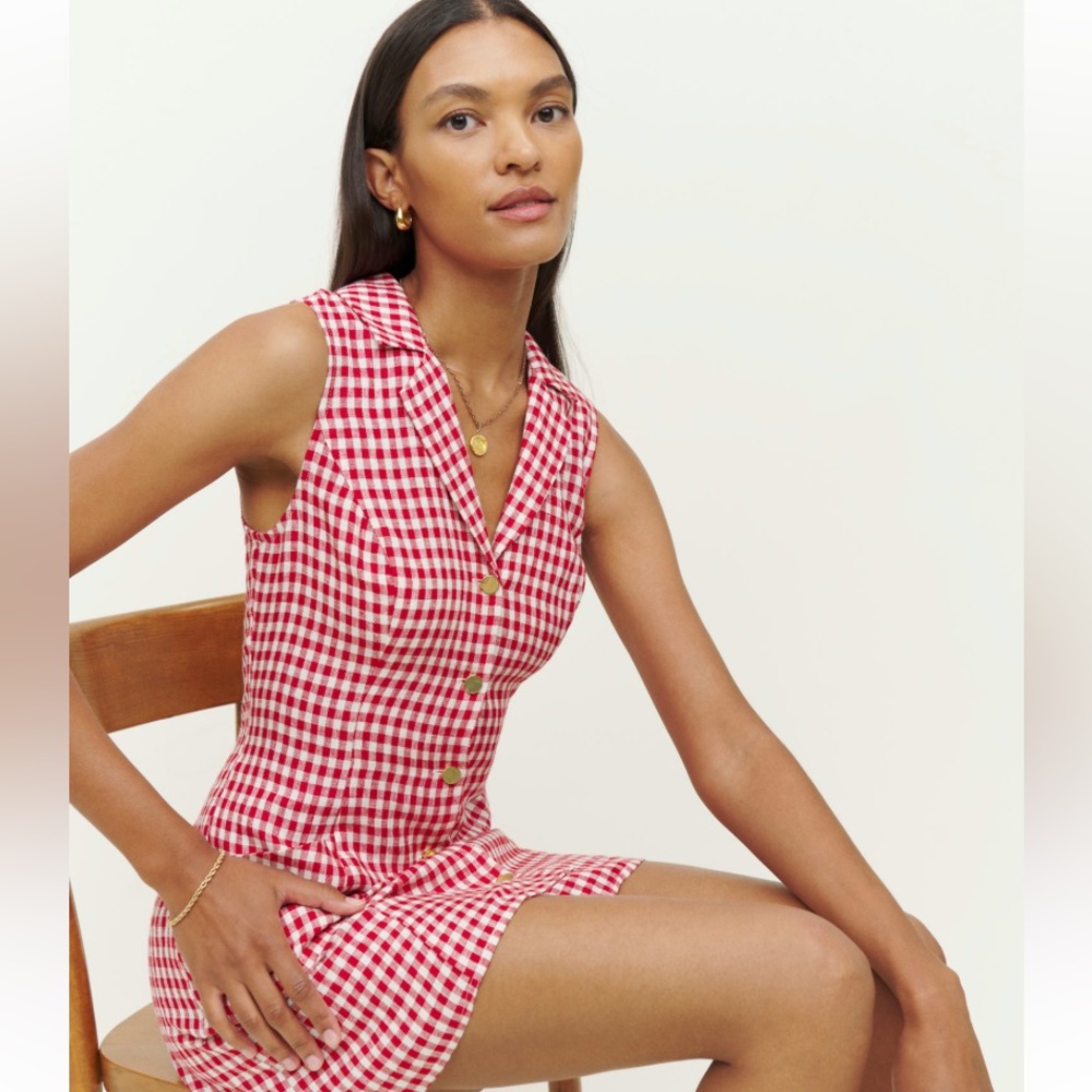 Out of Stock! Reformation Aida Linen Dress size 2 Cherry Red